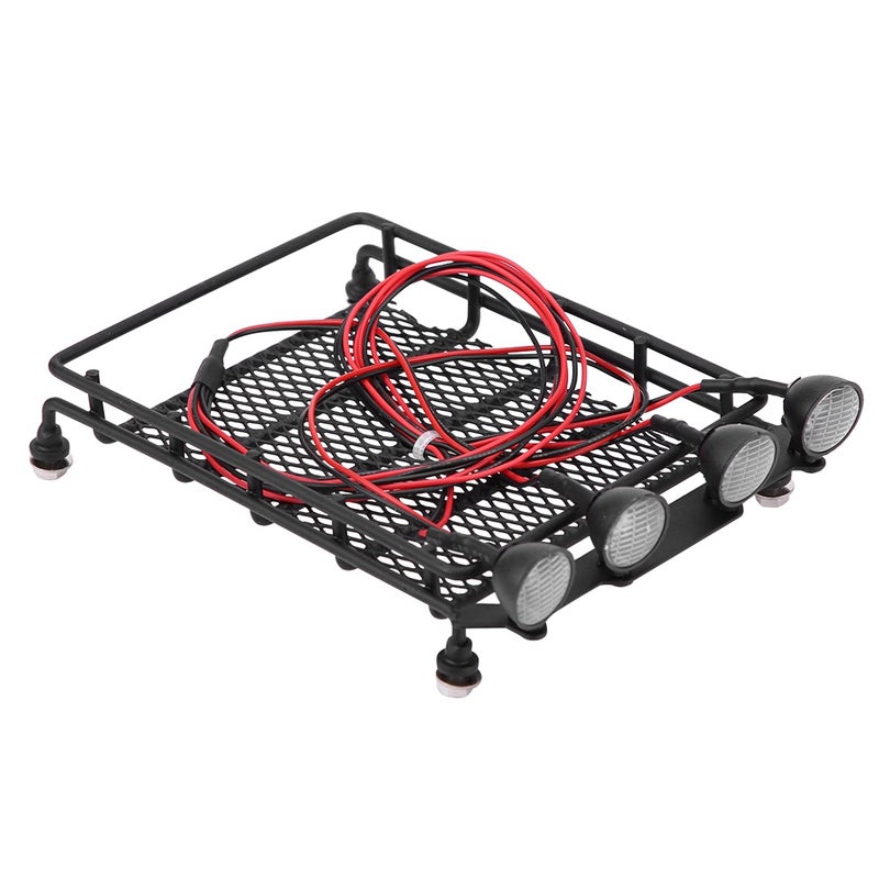 حامل أمتعة للسقف مع مصابيح LED مستديرة لسيارة Axial SCX10 RC مقياس 1/10 (2 أبيض و 2 أحمر) - Image 3