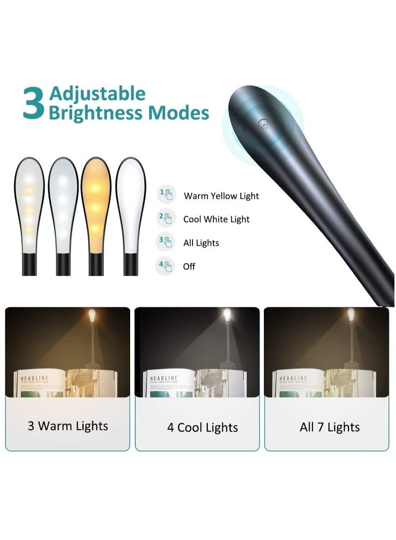 Excefore Reading Light, Eye-Care Book Light 360° Flexible Clip on Book Light, 3 Level Brightness USB Rechargeable, Touch Switch, Eye Care Mini Night Light for Reading in Desk, Bed, Travel (1 unit) - Image 2