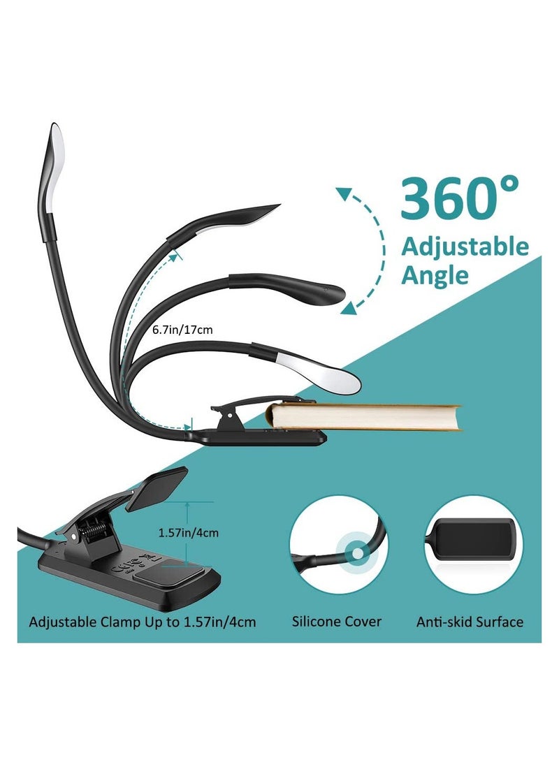 Excefore Reading Light, Eye-Care Book Light 360° Flexible Clip on Book Light, 3 Level Brightness USB Rechargeable, Touch Switch, Eye Care Mini Night Light for Reading in Desk, Bed, Travel (1 unit) - Image 3