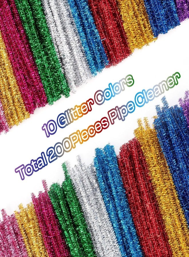 Bluedeal 200 Pieces Craft for Kids Creative Art and Craft Project, Multicolor Sparkly Chenille Stems for Beaded Jewelry and Easter Decorations (Glitter) - Image 2