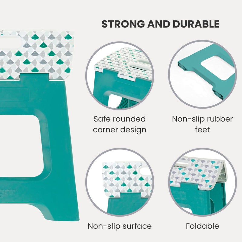 Vigar Compact Step Stool Foldable, 12-1/2-inch Step Stools for Adults up to 330 Pound, Lightweight Stool, Non-Slip Folding Step Stool, Geometric Top - Image 4