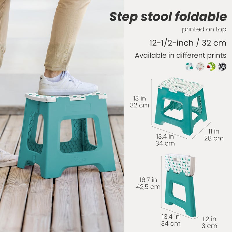 Vigar Compact Step Stool Foldable, 12-1/2-inch Step Stools for Adults up to 330 Pound, Lightweight Stool, Non-Slip Folding Step Stool, Geometric Top - Image 2