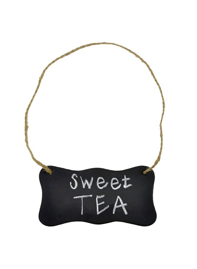 MyGift Black Metal Hanging Chalkboard Sign With Jute Rope, Mini Chalkboard Labels For Food And Beverage, Set Of 4 - Image 2