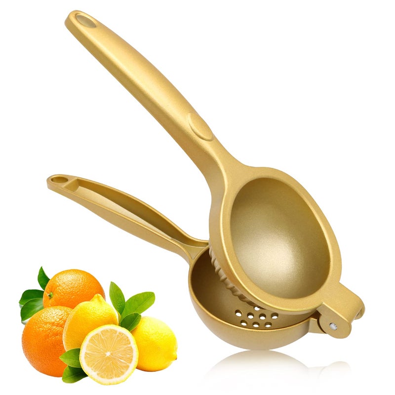 JAYWAYNE Lemon Squeezer Large Citrus Juicer and Lemon Juicer Hand Press Heavy Duty Lime Squeezer Easy Squeeze Manual Juicer Metal Hand Juicer Kitchen Tools and Gadgets For Making Fresh Juice Gold