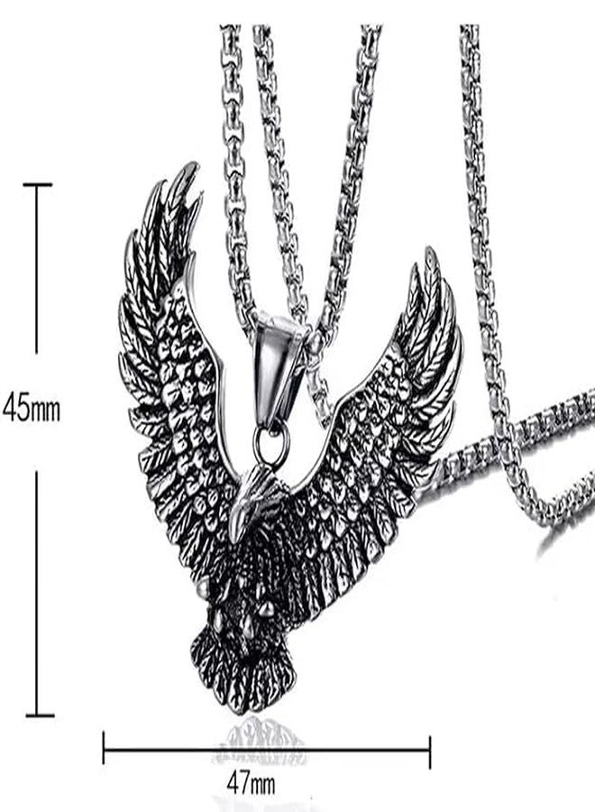 Stylewell Bold Rider Style Stainless Steel Fyling Eagle Necklace Pendant For Men's & Boys - Image 2