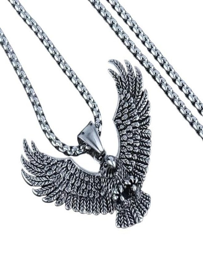 Stylewell Bold Rider Style Stainless Steel Fyling Eagle Necklace Pendant For Men's & Boys - Image 1