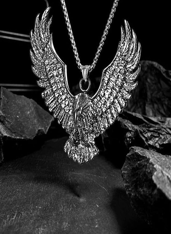 Stylewell Bold Rider Style Stainless Steel Fyling Eagle Necklace Pendant For Men's & Boys - Image 3