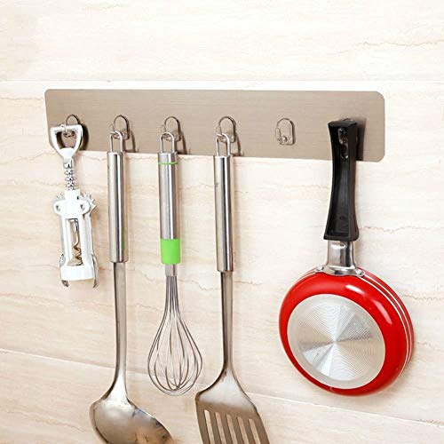 ZOMOZA chrome Self Adhesive No Drills Wall Towel Sticky Nail-Free Nano Strong Hanger Rail Hooks for Kitchen, Bathroom (Small) - Image 1
