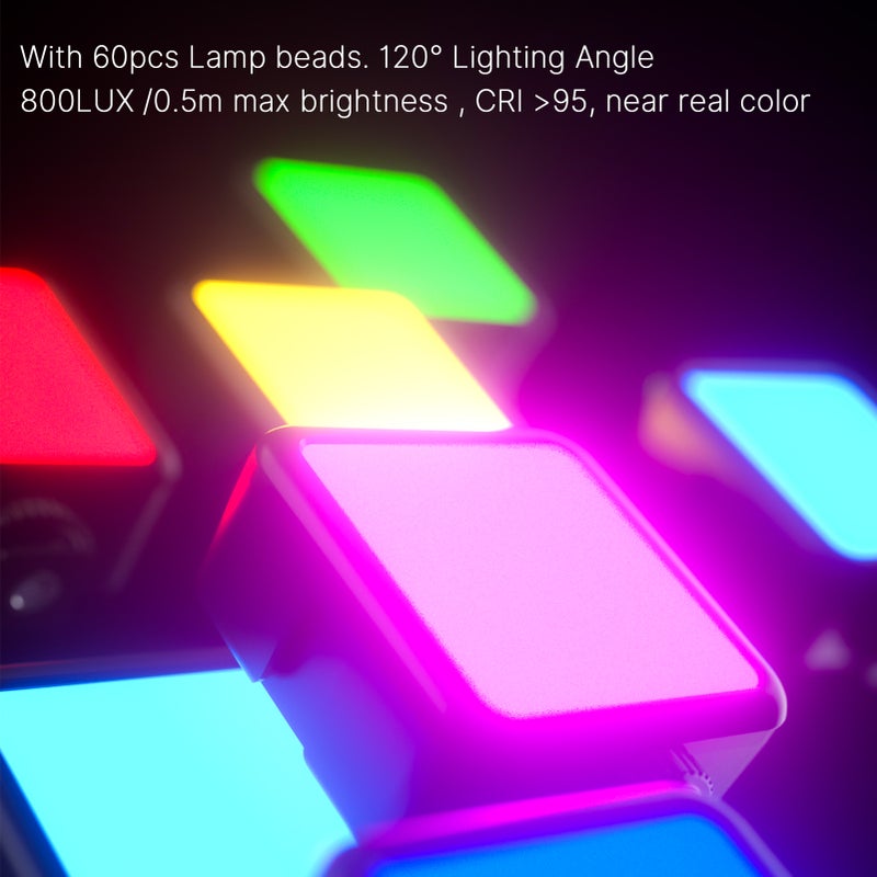مصباح فيديو LED RGB: حجم M أسود، كفاءة صور سطوعية (CRI) 95+ عالية السطوع - 359 لونًا RGB، طيف لوني CCT من 2500K إلى 9000K، مصباح قابل للتنظيم المحمول للتصوير الفوتوغرافي، يمكن تركيبه على الكاميرا والمنصة الثابتة - Image 3