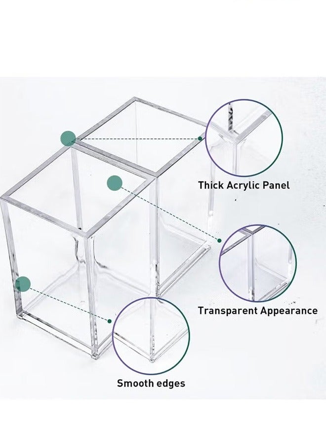 كيلا مجموعة من 10 قطع من حامل أقلام أكريليك شفاف وحامل لفرش المكياج ومنظم أقلام سطح المكتب وكوب أقلام أكريليك ومنظم أدوات مكتبية وملحقات لمكتب المدرسة ومستحضرات التجميل - Image 2