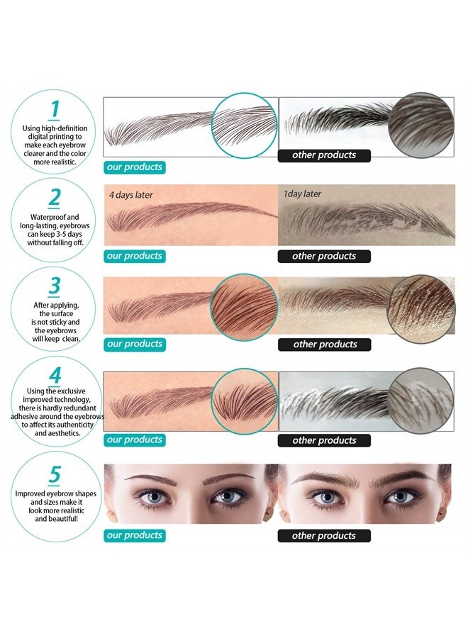 Aresvns Eyebrow Tattoos Stickers Brown 132 Pairs! 4D Realistic Reddish Brown（Chocolate Color）Tattoos Eyebrow,2 Eyebrow Shapes,Suitable Sizes,Hair-Like Eyebrow Transfers for Women Christmas Gift - Image 2