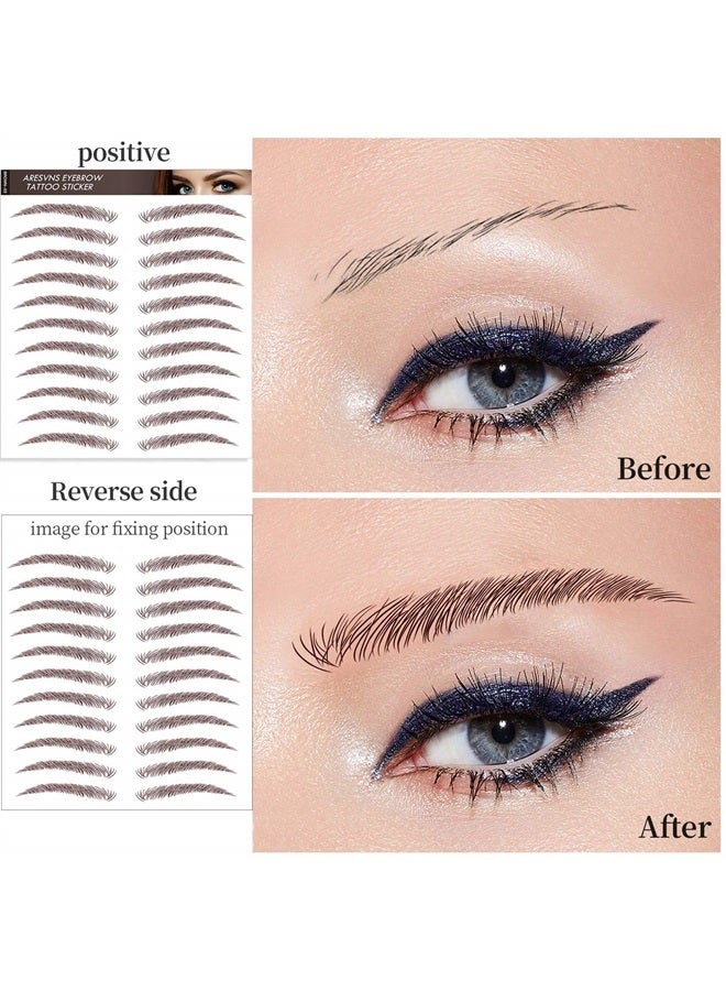 Aresvns Eyebrow Tattoos Stickers Brown 132 Pairs! 4D Realistic Reddish Brown（Chocolate Color）Tattoos Eyebrow,2 Eyebrow Shapes,Suitable Sizes,Hair-Like Eyebrow Transfers for Women Christmas Gift - Image 3