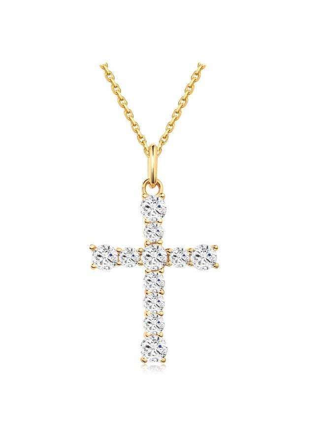 S.Leaf Cross Necklace For Women Gold Diamond Cross Necklaces For Women Sterling Silver Cross Pendant Necklaces For Women Birthday Anniversary - Image 1
