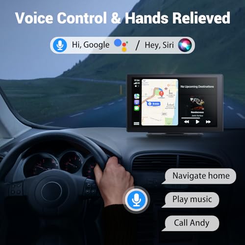 HAUXIY شاشة HAUXIY اللاسلكية لسيارة Apple Carplay مع كاميرا Dash 4K، ستيريو سيارة محمول 9" مع Apple Carplay وAndroid Auto، مع كاميرا خلفية 1080p، نظام ملاحة GPS/رابط مرآة/تحكم صوتي/Bluetooth - Image 3