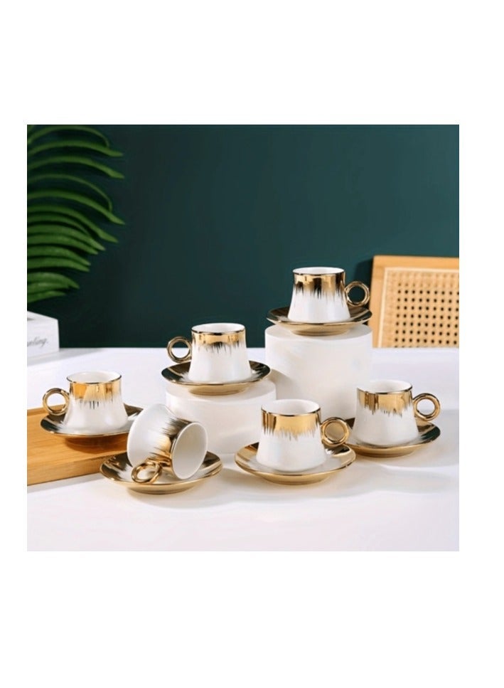 OASIS-TH Set Of 6 Turkish Coffee Cup Set Expresso Cup Set Tea Cup Set Arabic Coffee Cup Set For Home And office Use For Gifting - Image 2
