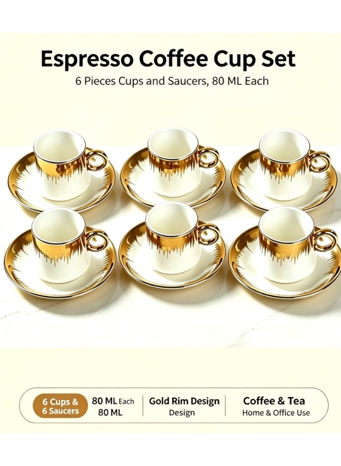 OASIS-TH Set Of 6 Turkish Coffee Cup Set Expresso Cup Set Tea Cup Set Arabic Coffee Cup Set For Home And office Use For Gifting - Image 1