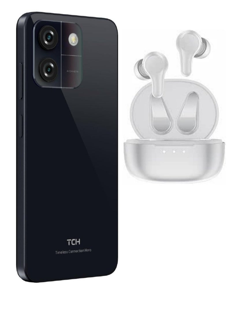 TCH NEO BLACK SMARTPHONE 4GB RAM + 4GB Virtual RAM 64GB ROM (International Version)  with TCH Wireless Earbuds Boom Trap L30 white (International Version) - Image 1