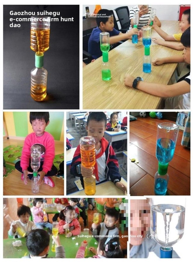 Kindergarten Making Tornado Science Experiment Toy Water Vortex Demonstrator Connector Material Teaching Aid-Specifications:Purple Connector 2 Bottles Plus 1 Pigment