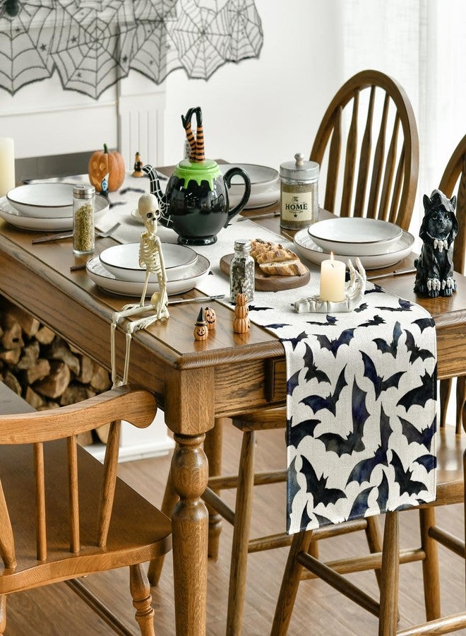Artoid Mode Silhouette Bats Halloween Table Runner, Black Fall Kitchen Dining Table Decoration for Outdoor Home Party 13x72 Inch - Image 4