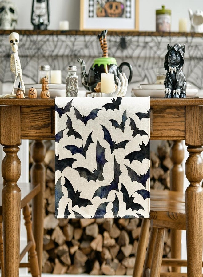 Artoid Mode Silhouette Bats Halloween Table Runner, Black Fall Kitchen Dining Table Decoration for Outdoor Home Party 13x72 Inch - Image 2