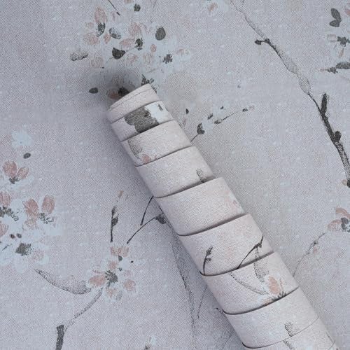HOMEMATES Peel and Stick Wallpaper Modern Contact Paper Wall Stickers DIY Floral Self Adhesive Decal, Living Room, Bedroom, Office (45 x 304cm) (Beige Cherry Flower) - Image 1
