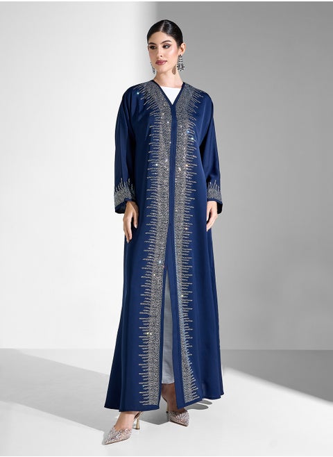 Abaya With Border Shimmer & Sheila