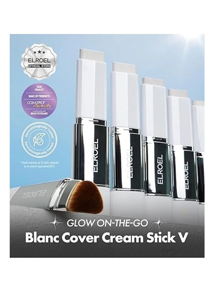 Elroel Blanc Cover Cream Stick V with Brush, Light Shade - Image 3