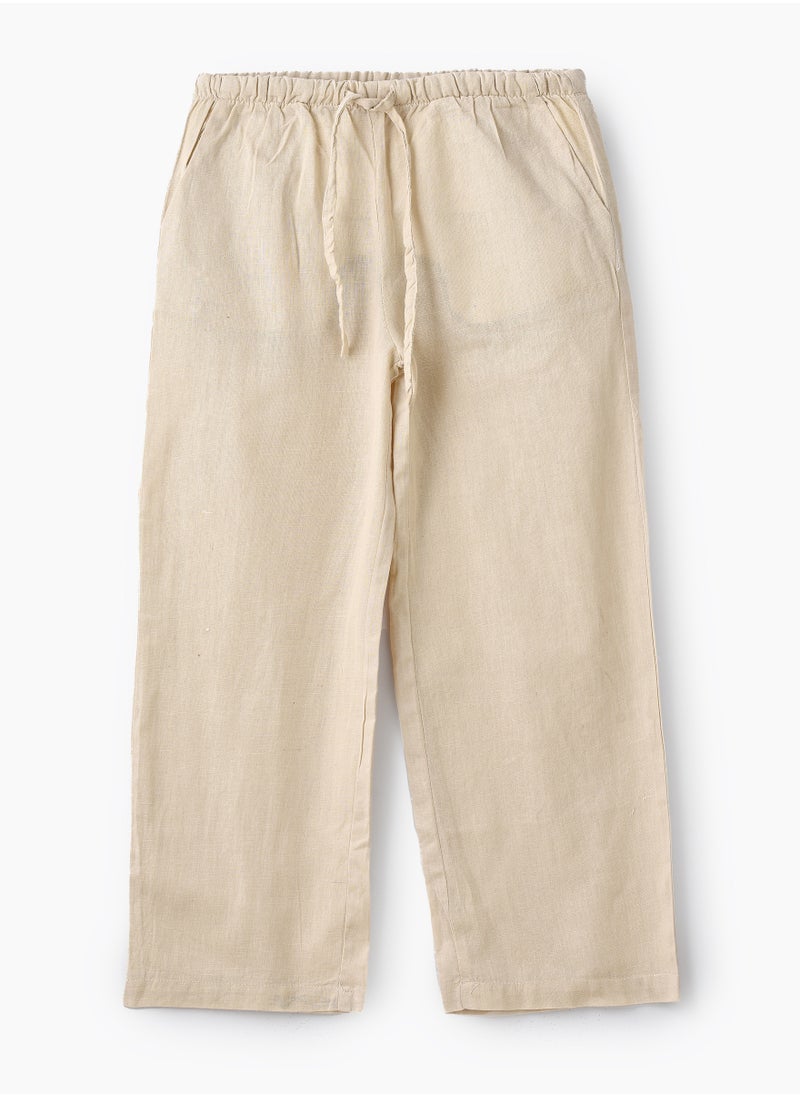 Jelliene Girls Woven Cotton Flax Relaxed Fit Pants  - Image 1
