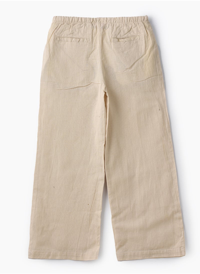 Jelliene Girls Woven Cotton Flax Relaxed Fit Pants  - Image 2