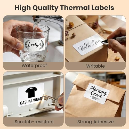 FINDAT 2×1 Inch White Thermal Labels Vinyl Rectangle Waterproof Direct Printer Stickers Color Self-Adhesive File Folder Label for Name Logo DIY Barcodes Office Address 500 PCS - Image 5