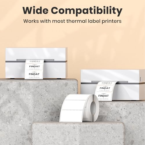 FINDAT 2×1 Inch White Thermal Labels Vinyl Rectangle Waterproof Direct Printer Stickers Color Self-Adhesive File Folder Label for Name Logo DIY Barcodes Office Address 500 PCS - Image 3