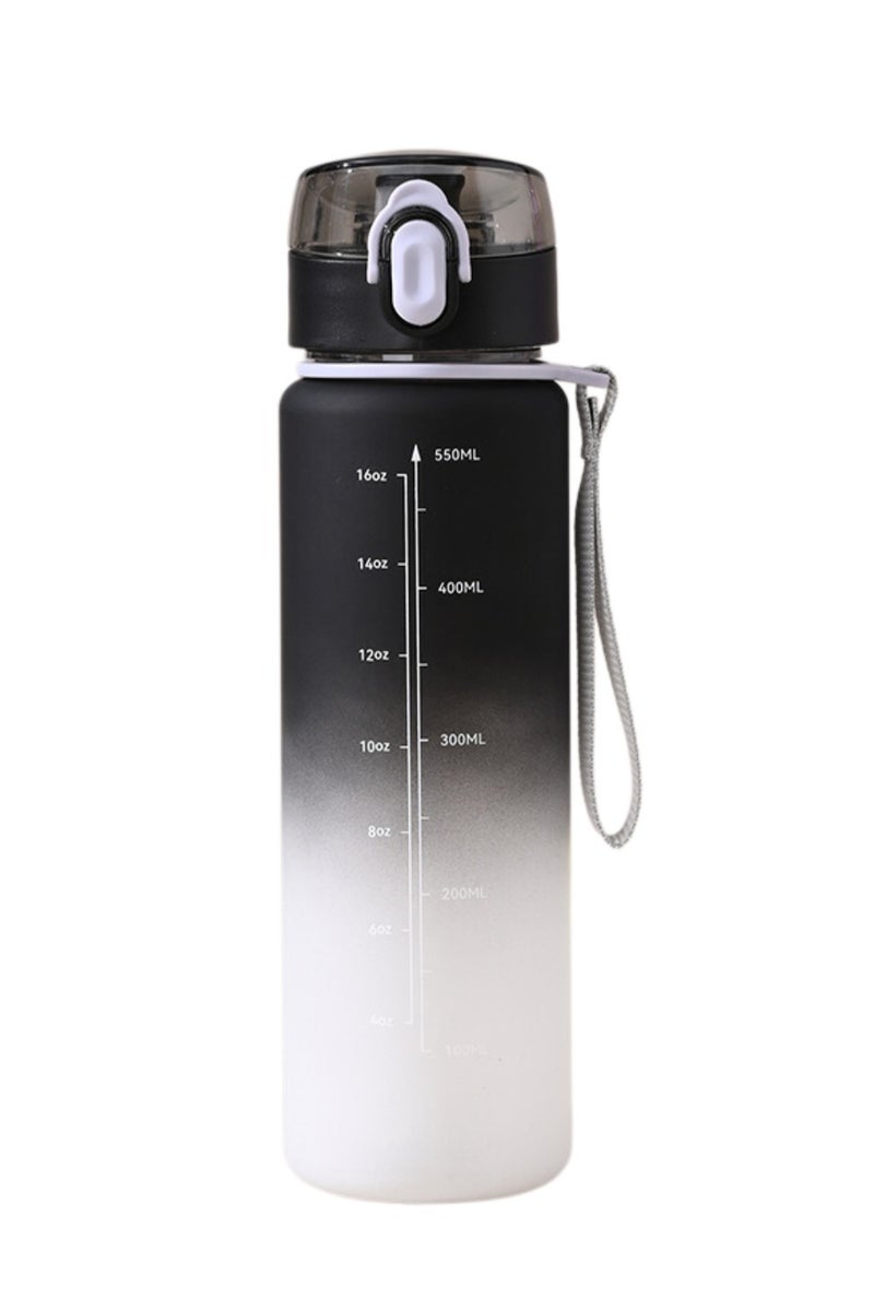 550mL Straw Sports Water Bottle With Time Marker for Fitness Gym Camping Outdoor Sports Protein Shaker Outdoor Travel Portable Leakproof Drinkware Drink Bottle BPA Free