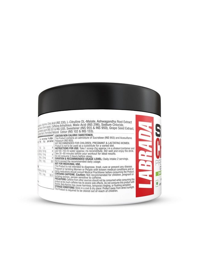 LABRADA Super Charge Pre-Workout Concentrate 150G, Green Apple (30 Servings|0.75G L-Arginine|375Mg L-Citrulline Malate|2G Beta Alanine|150Mg Caffeine Anhydrous|250Mg Ashwagandha Extract), Powder - Image 4