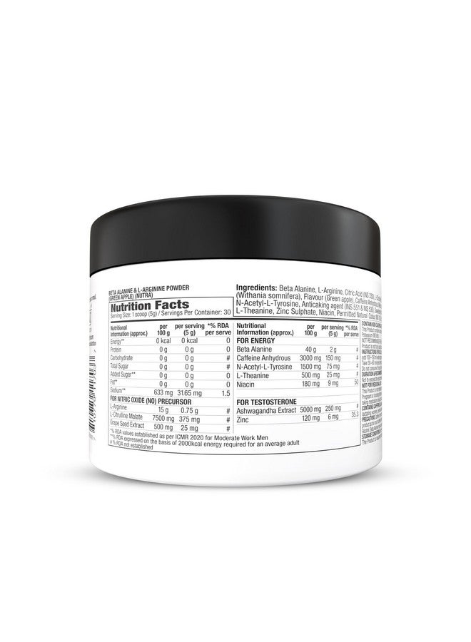 LABRADA Super Charge Pre-Workout Concentrate 150G, Green Apple (30 Servings|0.75G L-Arginine|375Mg L-Citrulline Malate|2G Beta Alanine|150Mg Caffeine Anhydrous|250Mg Ashwagandha Extract), Powder - Image 3