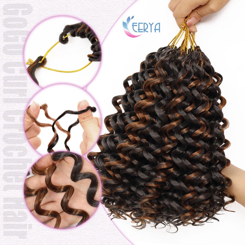 Eerya 7 Packs GoGo Curl Crochet Hair 10 Inch Short Curly Crochet Hair for Women Water Wave Beach Curl Deep Twist Crochet Braids Synthetic Braiding Hair Extensions (10 Inch, P4/30) - Image 5
