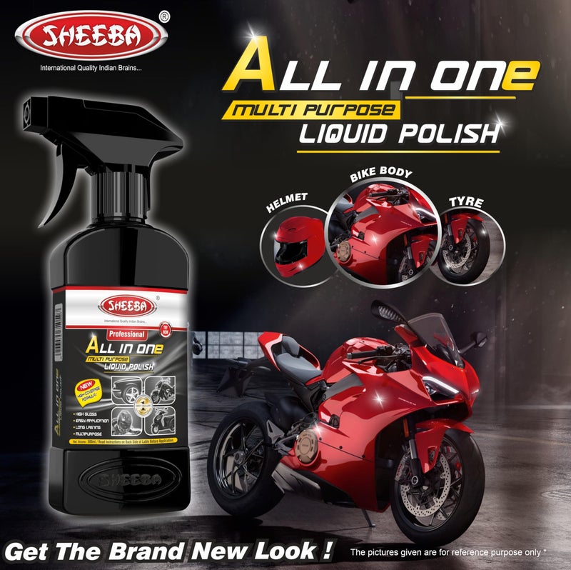 SHEEBA All in One Multipurpose Liquid Polish for Car, Motorbike, Scooter, Household, Office Care | High Gloss | Easy Application | For Interior & Exterior Surfaces -500mL with Applicator Pad. - Image 3