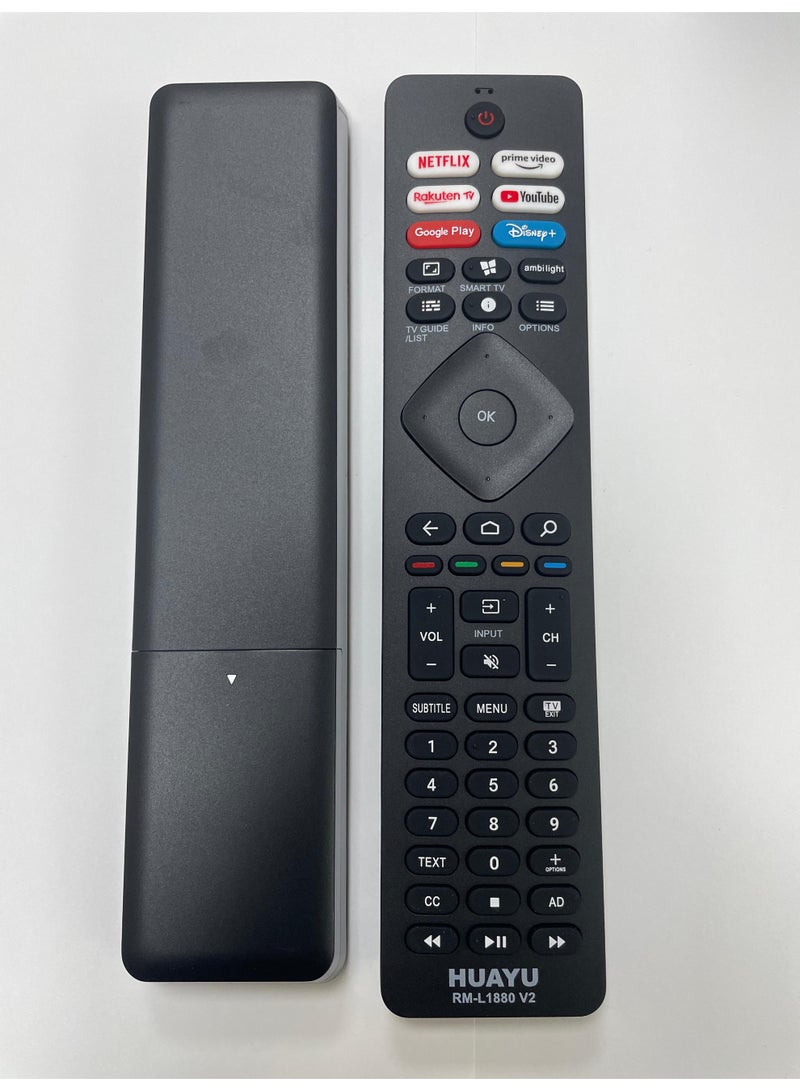 Huayu Universal Remote Control for PHILIPS LCD/LED Smart TV with Many Shortcut Buttons Easy Setup Model RM-L1880 V2 - Image 1