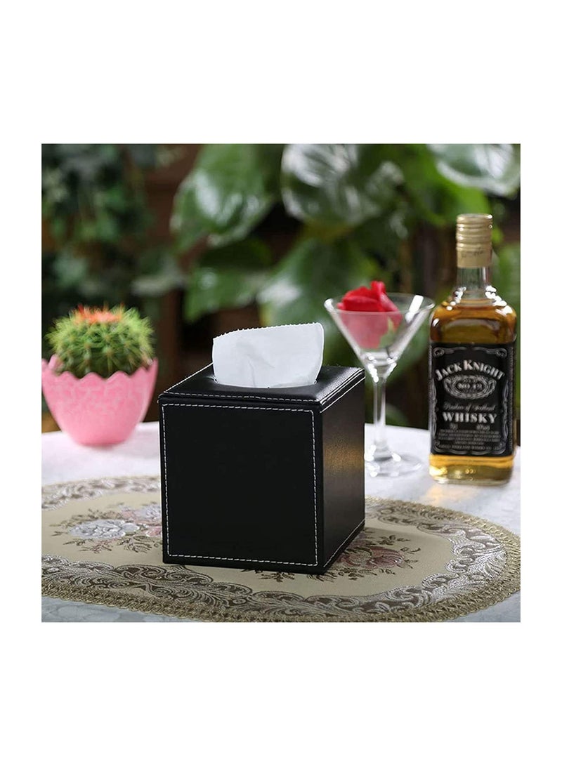 Zikra Leather Tissue Box Holder, Square PU Roll Facial Tissue Box Napkin Holder, with Magnetic Bottom, for Home Office Car Decoration, Multi-use Paper Holder, Resistant Deformation - Image 5
