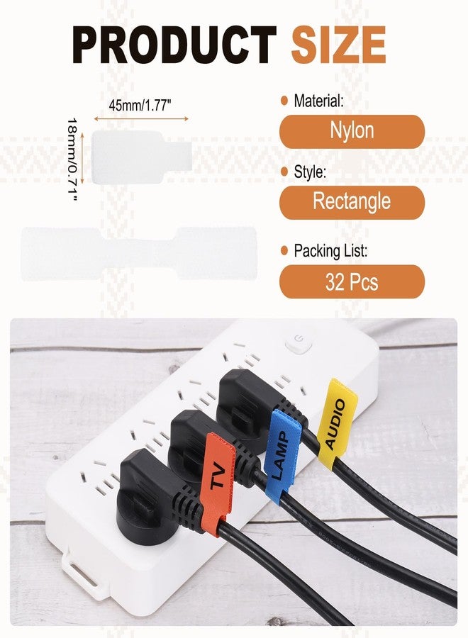 PATIKIL 32Pcs Cable Labels Tags, 1.8" Write on Wire Tags Cord Labels Hook Loop Rectangle Cable Ties for Electronics Organize Wire Classify Identification Management, White - Image 2