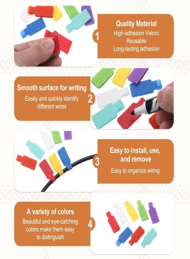 PATIKIL 32Pcs Cable Labels Tags, 1.8" Write on Wire Tags Cord Labels Hook Loop Rectangle Cable Ties for Electronics Organize Wire Classify Identification Management, White - Image 3
