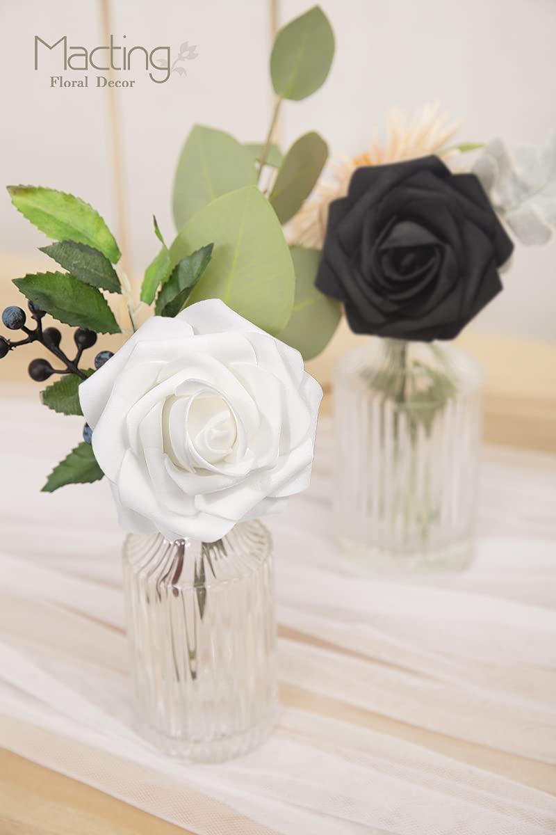 MACTING Artificial Rose Flowers  Real Touch Fake Flowers with Stem  Foam Roses for Wedding Bouquets Boutonniere Table Centerpieces Floral Arrangements Party Home Decorations (Nile Blue) - Image 2
