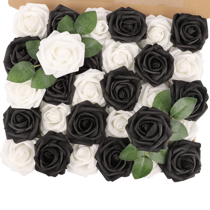 MACTING Artificial Rose Flowers  Real Touch Fake Flowers with Stem  Foam Roses for Wedding Bouquets Boutonniere Table Centerpieces Floral Arrangements Party Home Decorations (Nile Blue) - Image 1