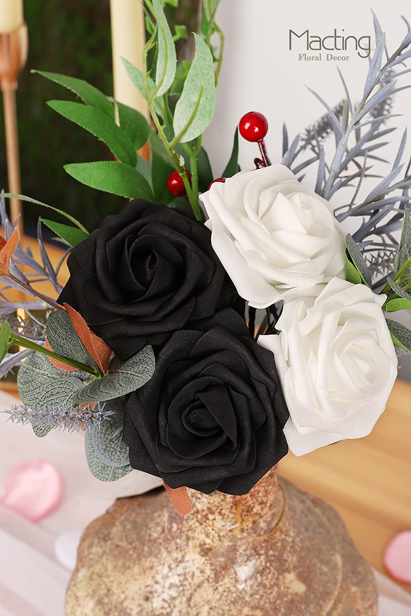 MACTING Artificial Rose Flowers  Real Touch Fake Flowers with Stem  Foam Roses for Wedding Bouquets Boutonniere Table Centerpieces Floral Arrangements Party Home Decorations (Nile Blue) - Image 3