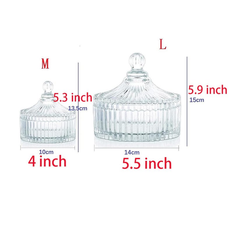 CDFZJC Glass Candy Dish with Lid, Vintage Candy Jars for Buffet Easter Cookie Servers Fruit Bowl for Office Desk, Party, Wedding, Jewelry Box, Bathroom Storage Organizer Decorative Jar Gifts (4 inch) - Image 4