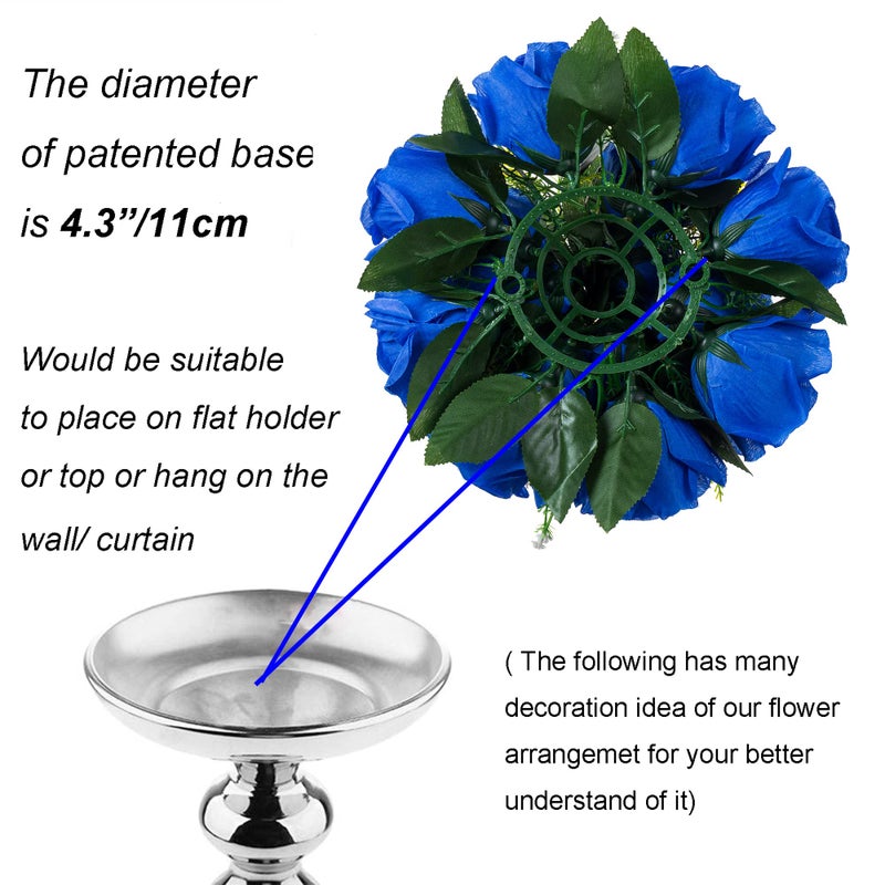 BLOSMON Royal Blue Flowers for Decoration: 10 Pcs Fake Roses Kissing Balls for Wedding Table Centerpieces - Artificial Floral Arrangements Home Baby Shower Birthday Party DIY Decor - Image 5