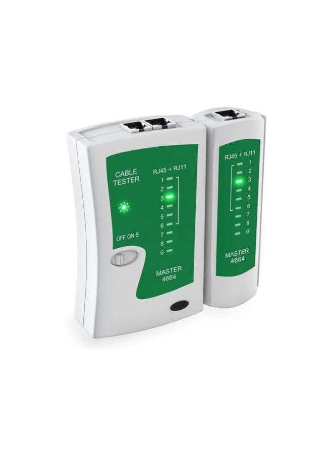 PROMASS promass Network LAN Cable Tester RJ45 & RJ11 With LED Indicators RJ11 RJ12) & (CAT5/CAT 6 UTP) Network Ethernet Cable Tester Test Tool For Internet Broadband Connection. Telephone Line Detector, Grey  - Image 2