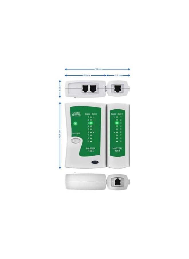 PROMASS promass Network LAN Cable Tester RJ45 & RJ11 With LED Indicators RJ11 RJ12) & (CAT5/CAT 6 UTP) Network Ethernet Cable Tester Test Tool For Internet Broadband Connection. Telephone Line Detector, Grey  - Image 5