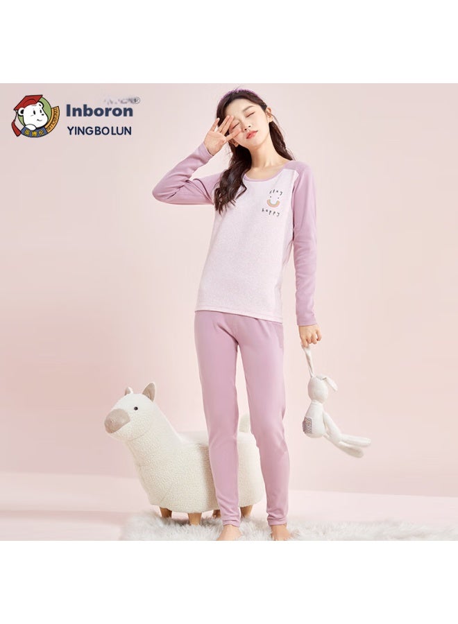 YINGBOLUN Ying Bo Lun Girls' Underwear Set, Warm Girls' Autumn Clothes And Pants, Female Student Pajamas, 85358 Pink-purple, Size 175 - Image 4
