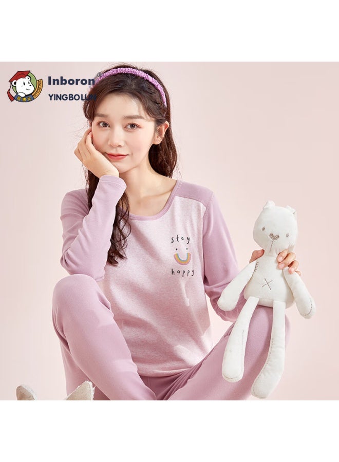 YINGBOLUN Ying Bo Lun Girls' Underwear Set, Warm Girls' Autumn Clothes And Pants, Female Student Pajamas, 85358 Pink-purple, Size 175 - Image 3