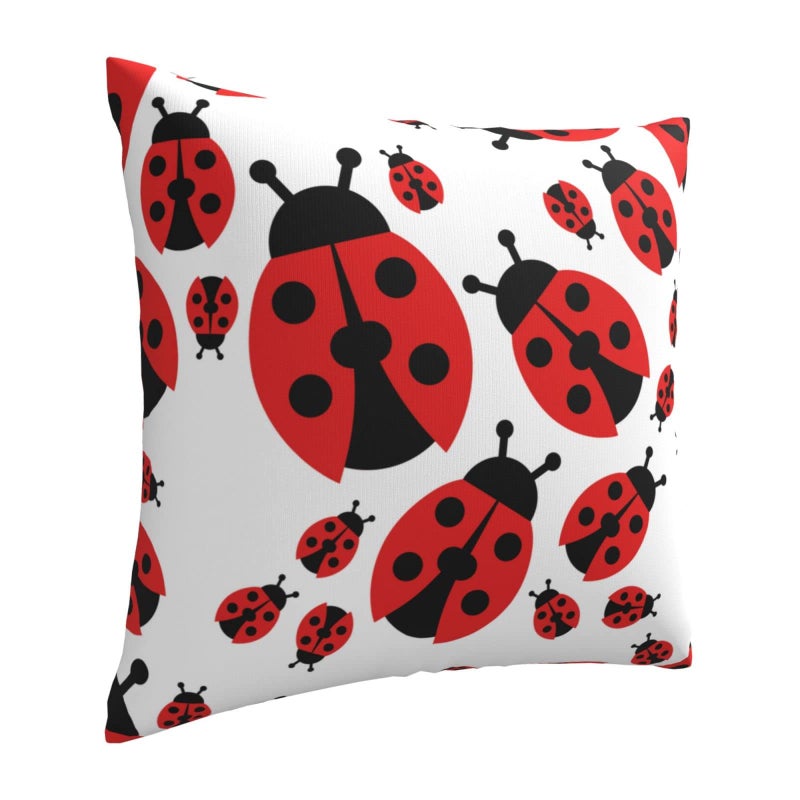 Dewoofly Red Ladybug Decorative Pillowcase 18x18 Inch DoubleSided Printing Polyester Square Cushion Cover